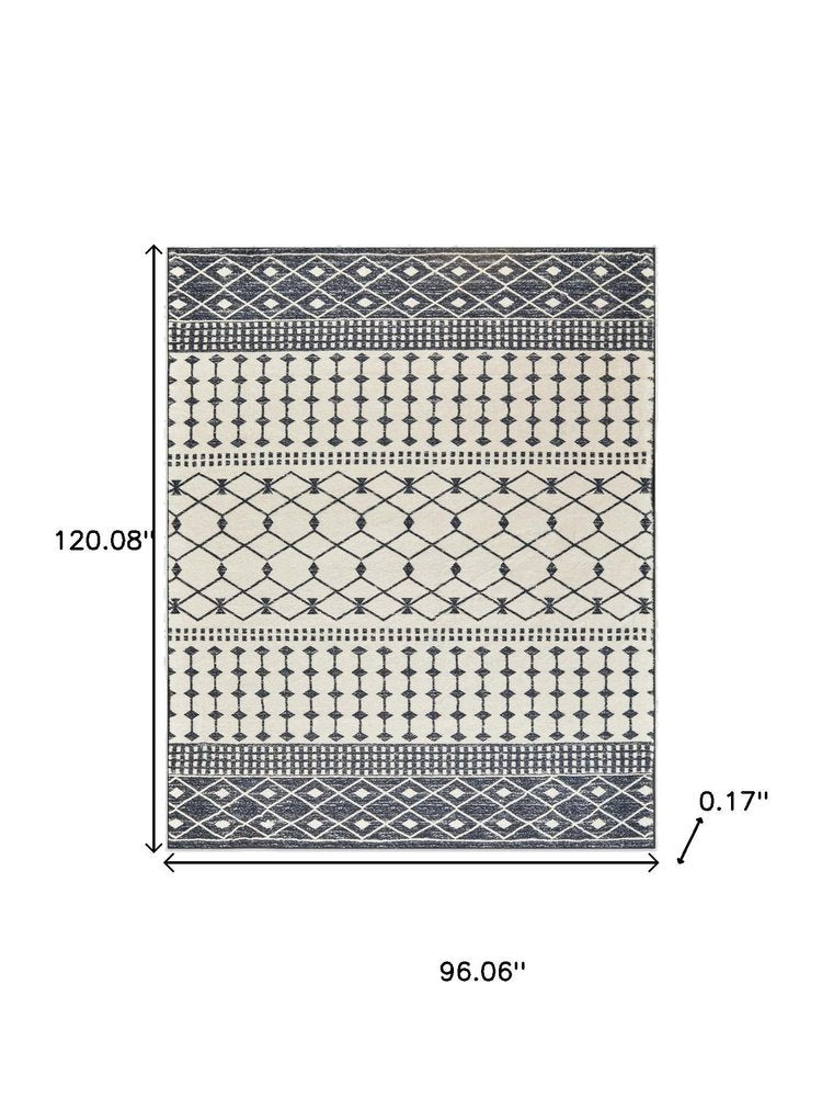 3' X 5' Dark Gray and White Geometric Distressed Washable Area Rug