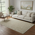 5' X 7' Gold and Ivory Abstract Geometric Distressed Washable Area Rug