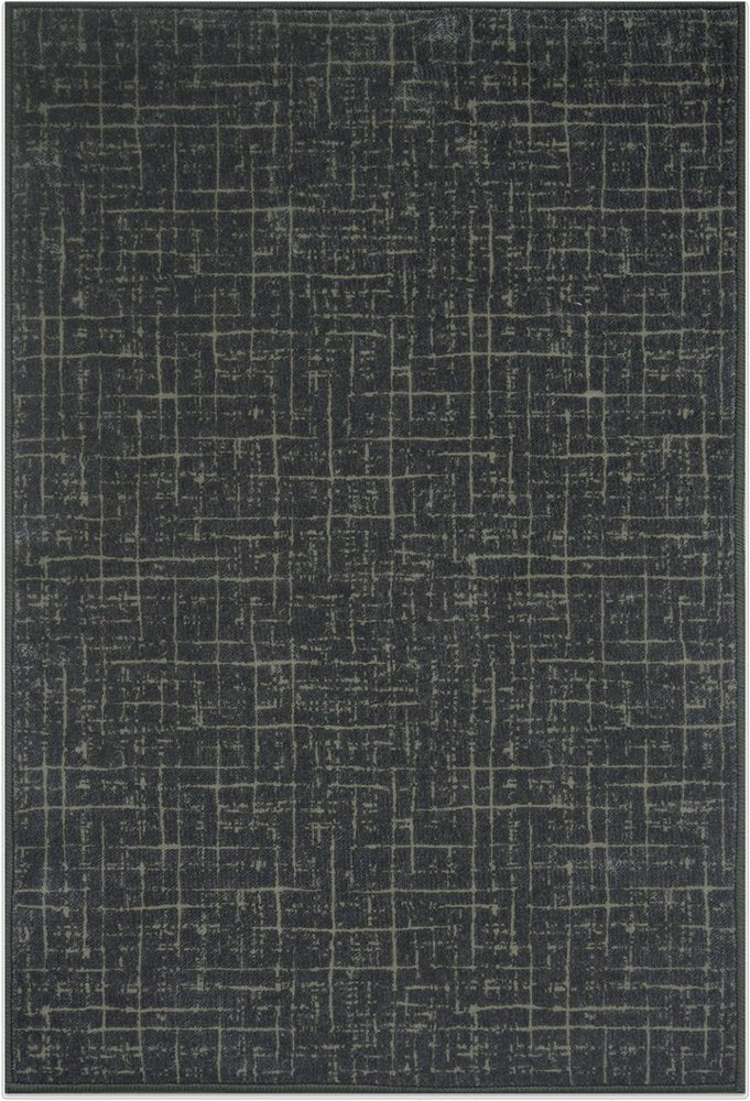 5' X 7' Moss Green and Charcoal Abstract Geometric Washable Area Rug