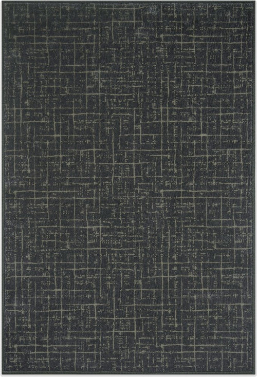 5' X 7' Moss Green and Charcoal Abstract Geometric Washable Area Rug