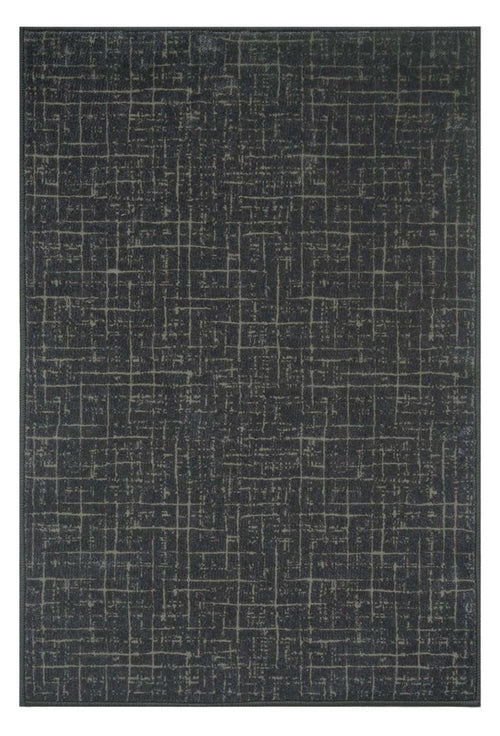 5' X 7' Moss Green and Charcoal Abstract Geometric Washable Area Rug