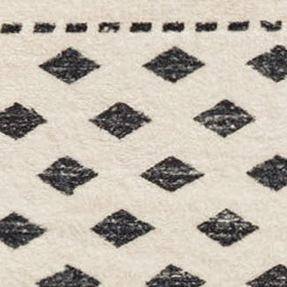 3' X 5' Beige and Black Geometric Washable Area Rug
