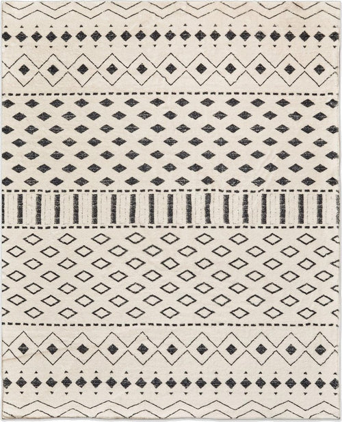3' X 5' Beige and Black Geometric Washable Area Rug
