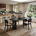 Black Solid Wood Double and Rattan Pedestal Base Oval Dining Table - 79-inch