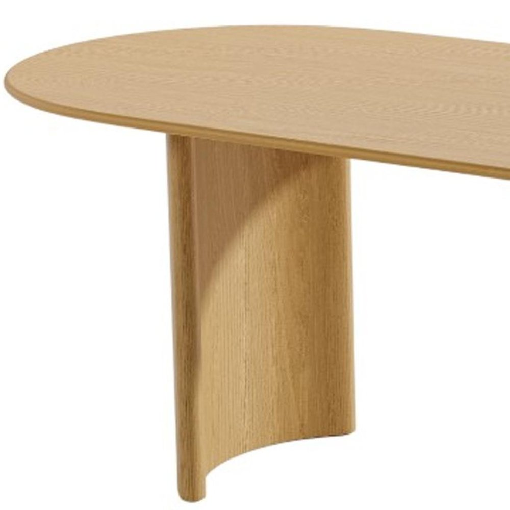 Natural Solid Wood Double Pedestal Base Oval Dining Table - 79-inch
