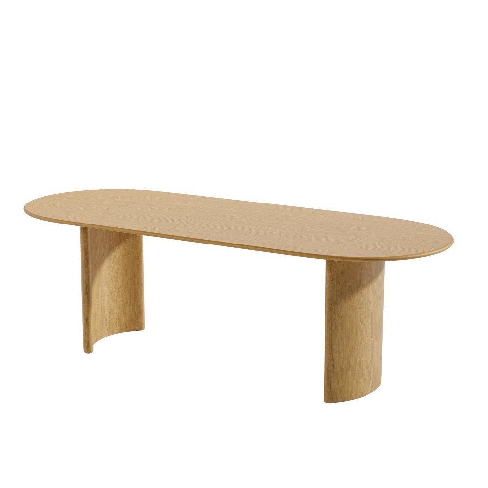 Natural Solid Wood Double Pedestal Base Oval Dining Table - 79-inch