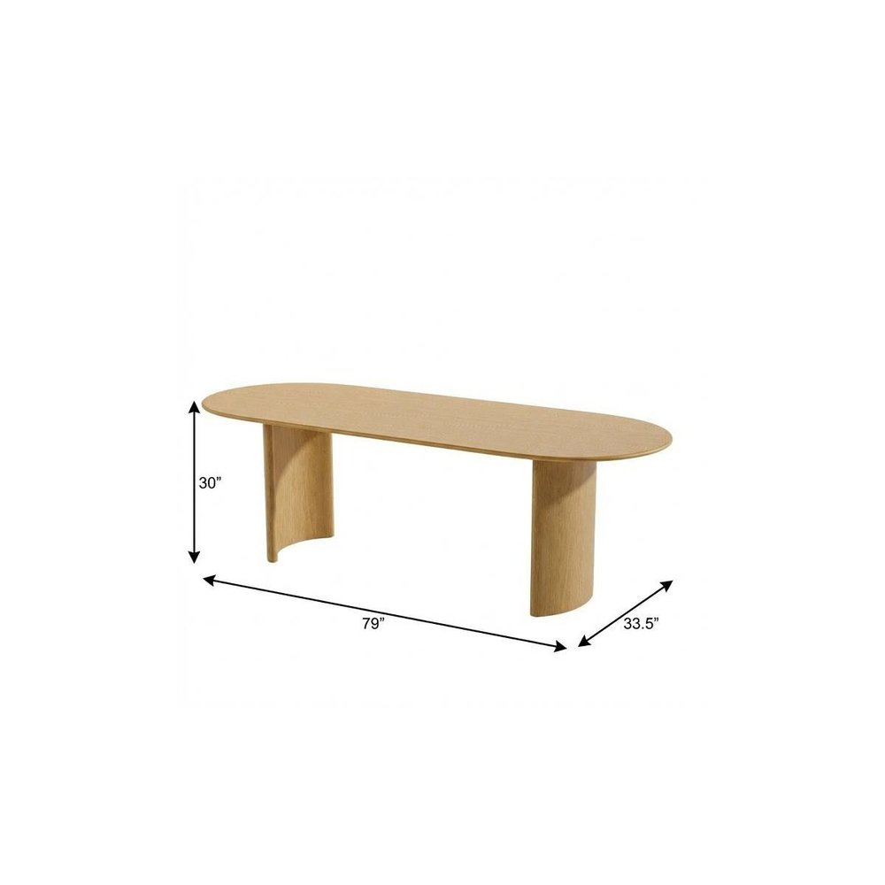 Natural Solid Wood Double Pedestal Base Oval Dining Table - 79-inch