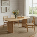 Natural Solid Wood Double Pedestal Base Oval Dining Table - 79-inch