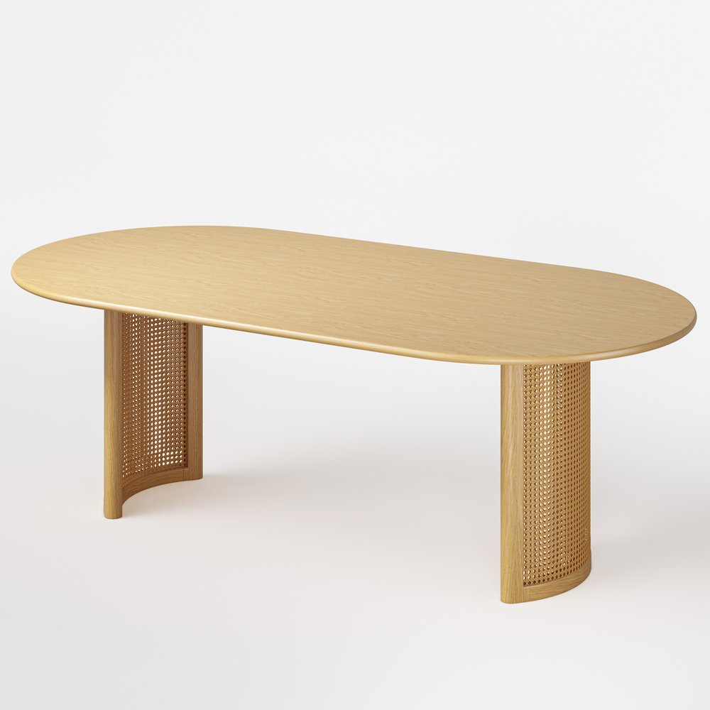 Natural Solid Wood Double Pedestal Base Oval Dining Table - 79-inch