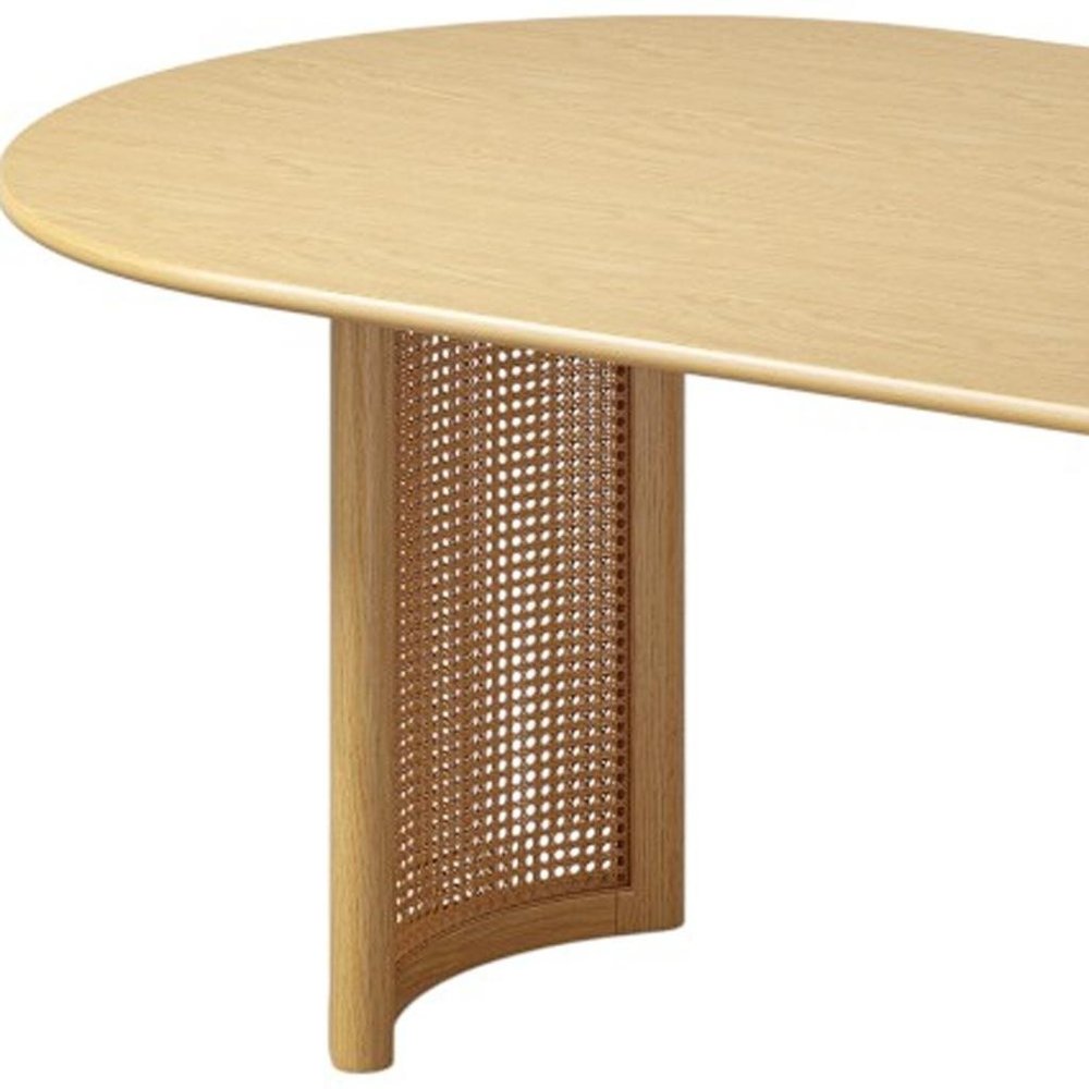 Natural Solid Wood Double Pedestal Base Oval Dining Table - 79-inch