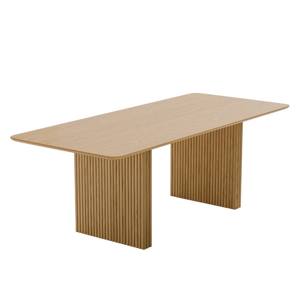 Natural Solid Wood Double Pedestal Base Dining Table - 79-inch