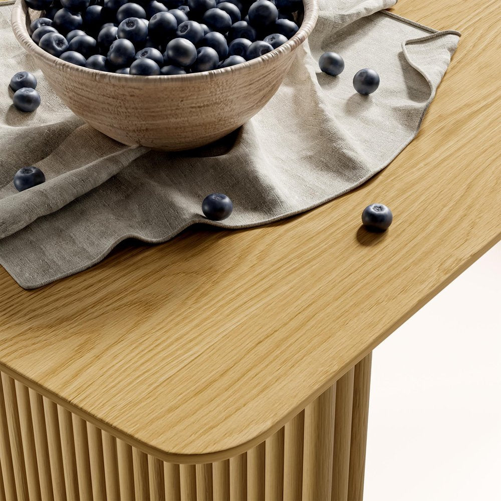 Natural Solid Wood Double Pedestal Base Dining Table - 79-inch