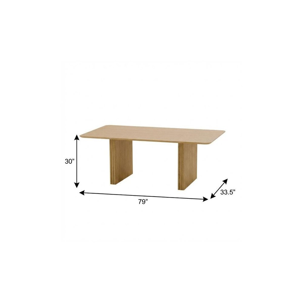 Natural Solid Wood Double Pedestal Base Dining Table - 79-inch