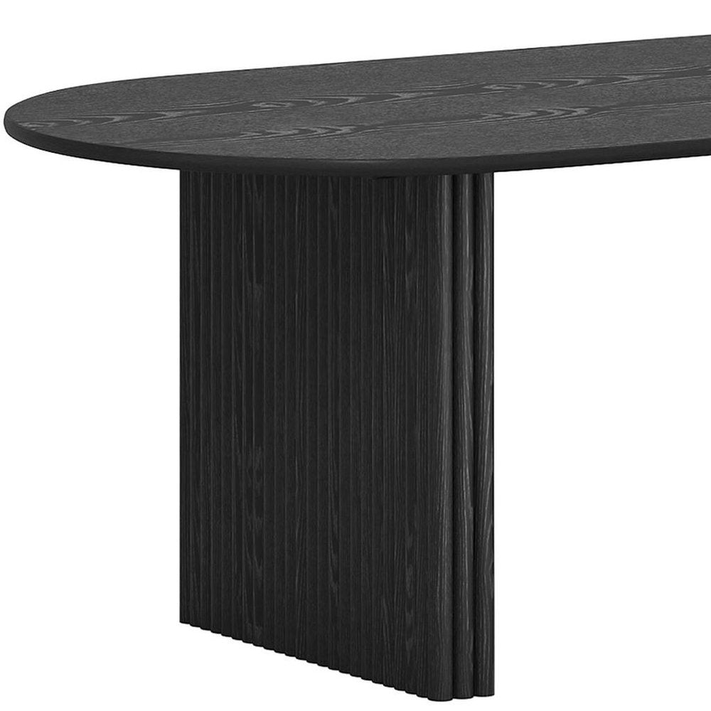 Black Solid Wood Double Pedestal Base Oval Dining Table - 79-inch
