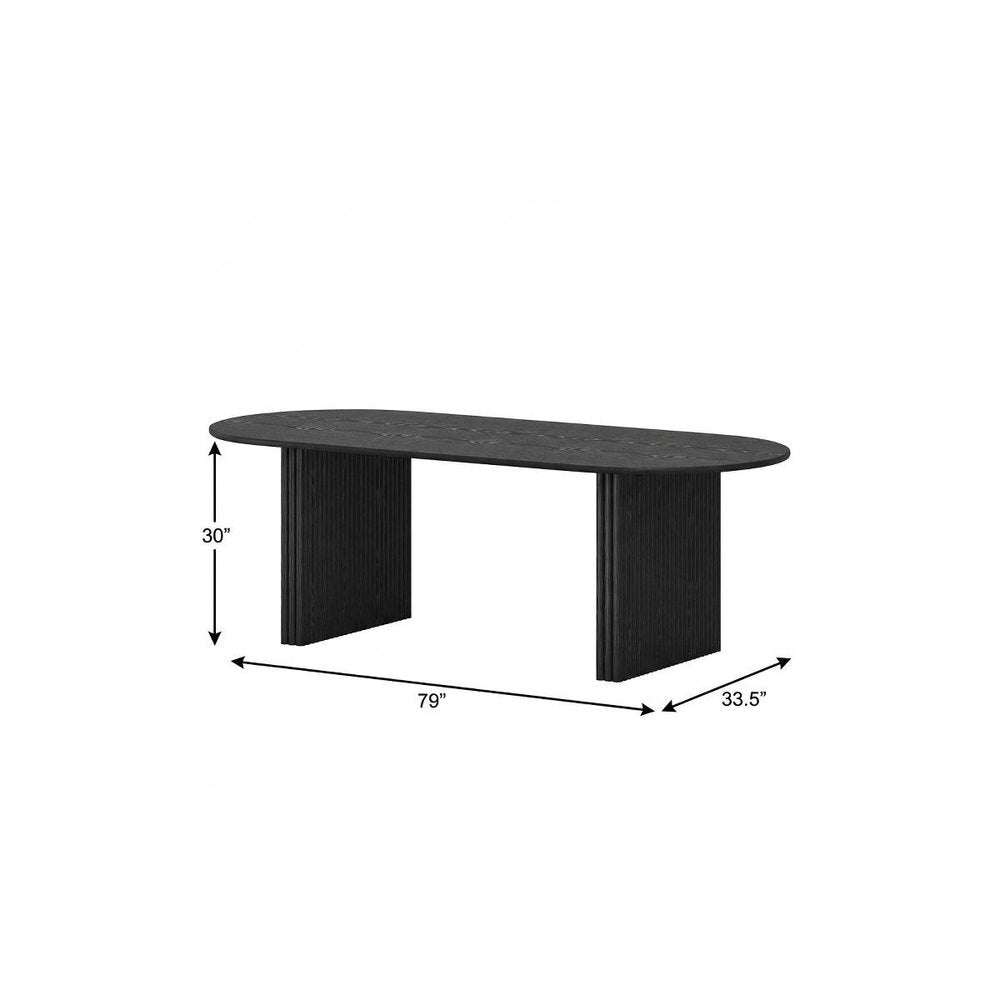Black Solid Wood Double Pedestal Base Oval Dining Table - 79-inch