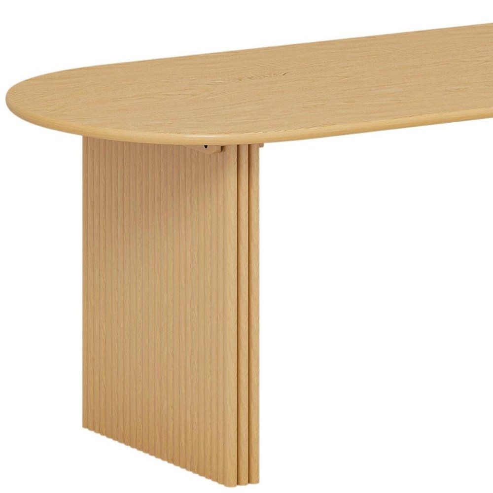 Natural Solid Wood Double Pedestal Base Oval Dining Table - 79-inch