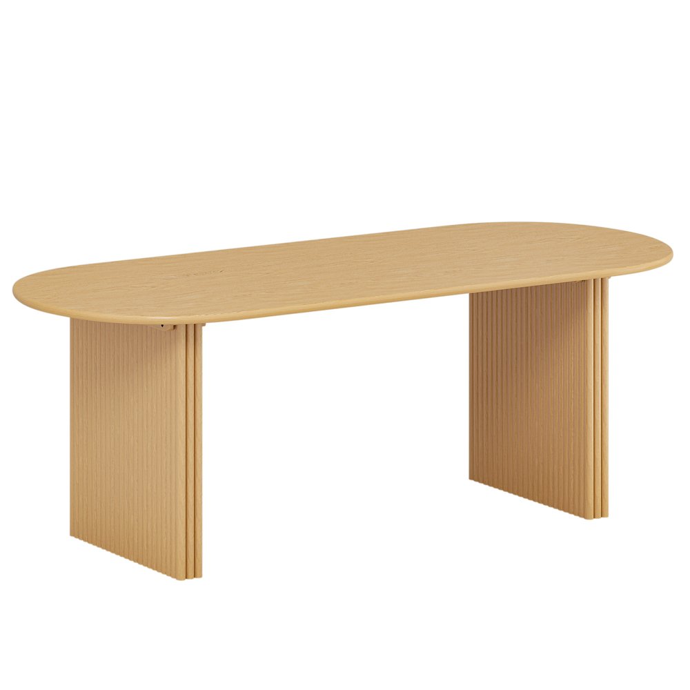 Natural Solid Wood Double Pedestal Base Oval Dining Table - 79-inch