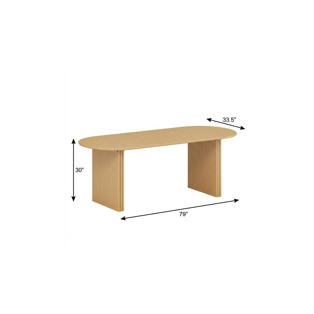 Natural Solid Wood Double Pedestal Base Oval Dining Table - 79-inch