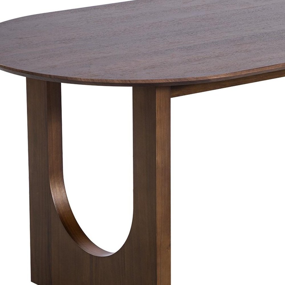Walnut Solid Wood Geo Double Pedestal Base Oval Dining Table - 79-inch