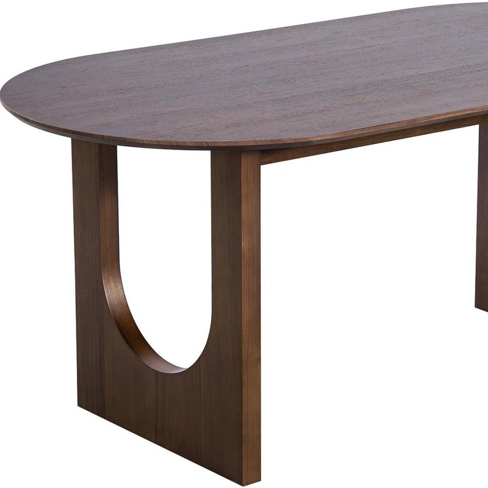 Walnut Solid Wood Geo Double Pedestal Base Oval Dining Table - 79-inch