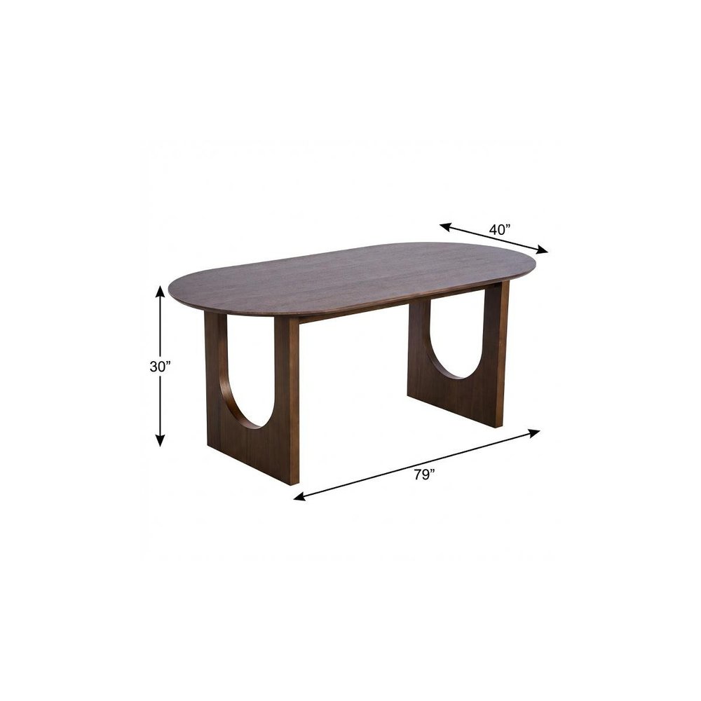 Walnut Solid Wood Geo Double Pedestal Base Oval Dining Table - 79-inch