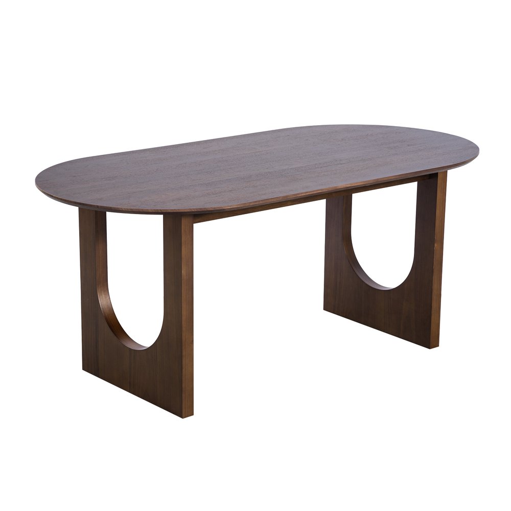 Walnut Solid Wood Geo Double Pedestal Base Oval Dining Table - 79-inch