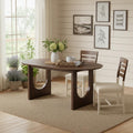 Walnut Solid Wood Geo Double Pedestal Base Oval Dining Table - 79-inch