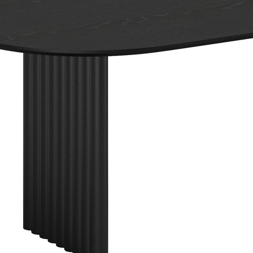 Black Solid Wood Double Pedestal Base Oval Dining Table - 79-inch