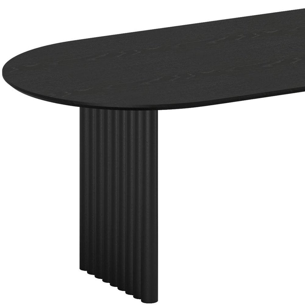 Black Solid Wood Double Pedestal Base Oval Dining Table - 79-inch