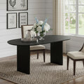 Black Solid Wood Double Pedestal Base Oval Dining Table - 79-inch