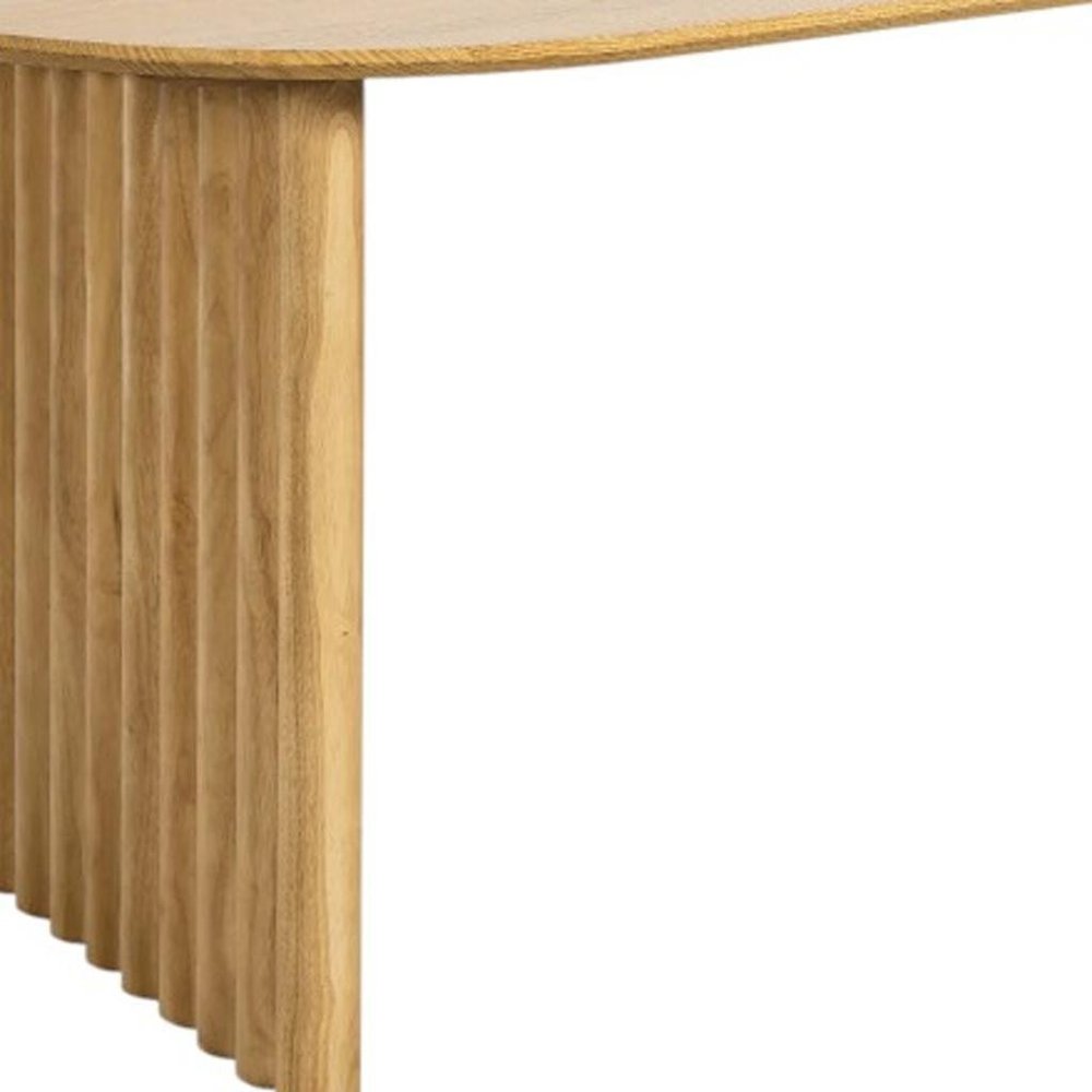 Natural Solid Wood Double Pedestal Base Oval Dining Table - 79-inch