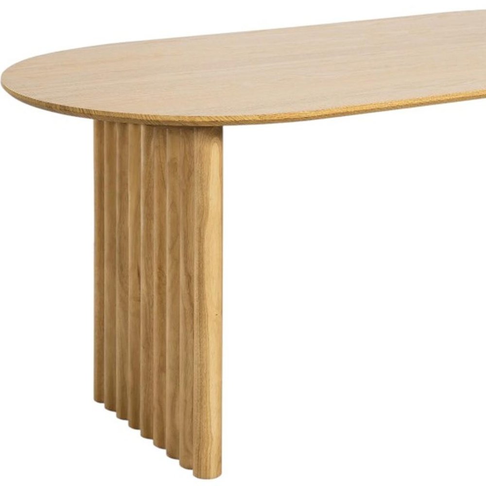 Natural Solid Wood Double Pedestal Base Oval Dining Table - 79-inch
