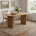 Natural Solid Wood Double Pedestal Base Oval Dining Table - 79-inch