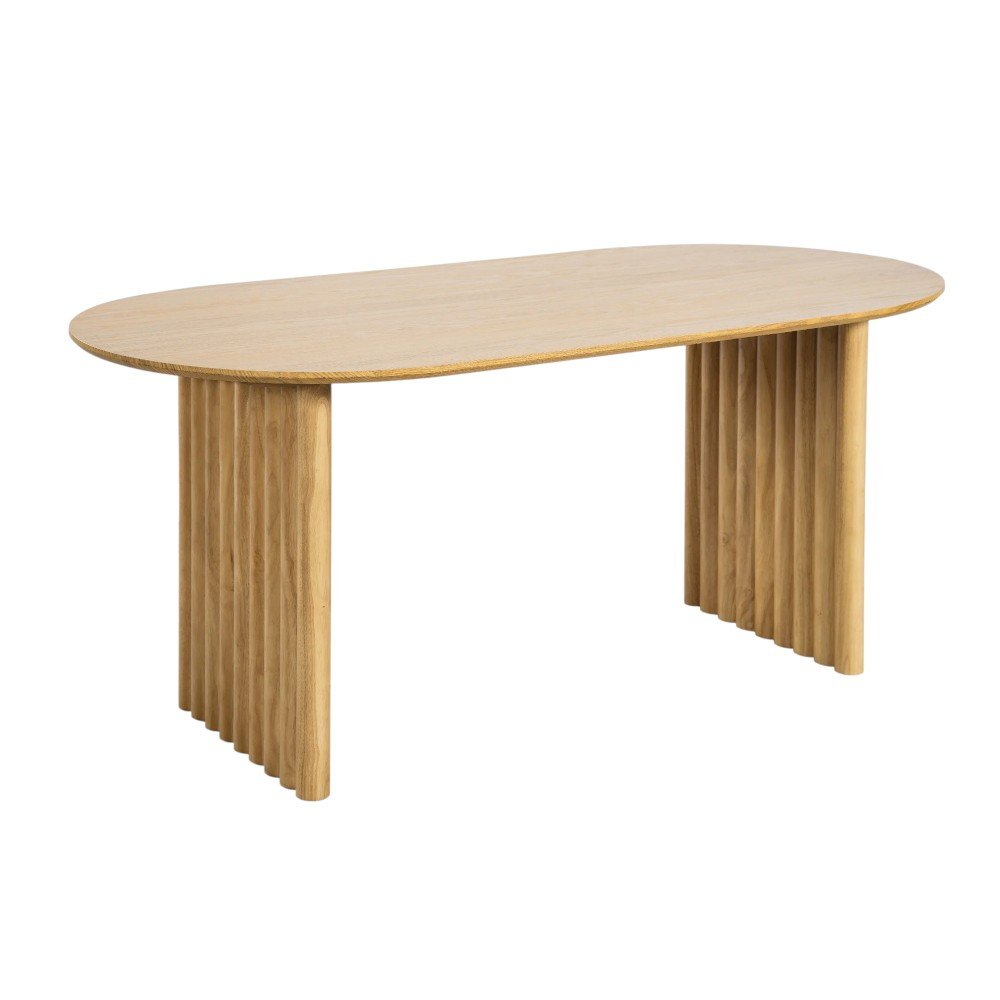 Natural Solid Wood Double Pedestal Base Oval Dining Table - 79-inch