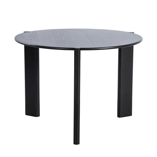 Black Solid Wood Three Leg Base Round Top Dining Table - 42-inch