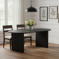 Black Solid Wood Double Pedestal Base Oval Dining Table - 67-inch