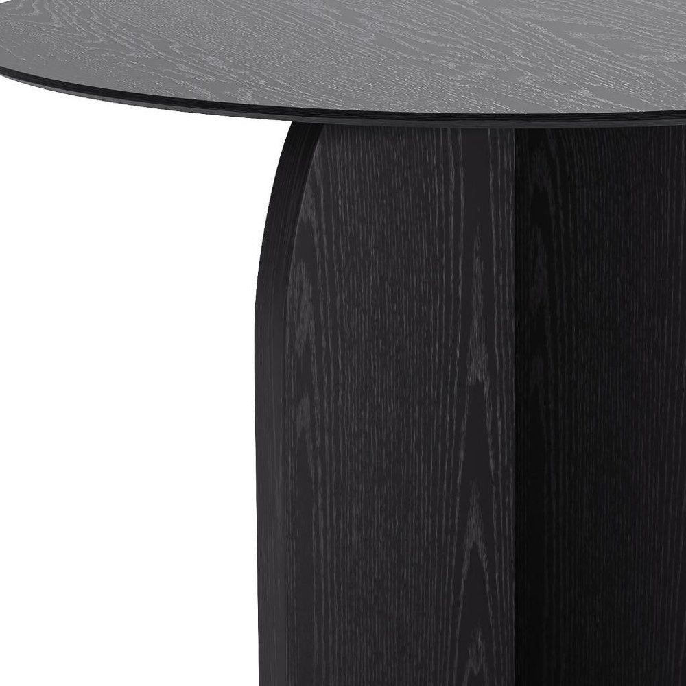 Black Solid Wood Pedestal Base Round Top Dining Table - 42-inch
