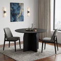 Black Solid Wood Pedestal Base Round Top Dining Table - 42-inch