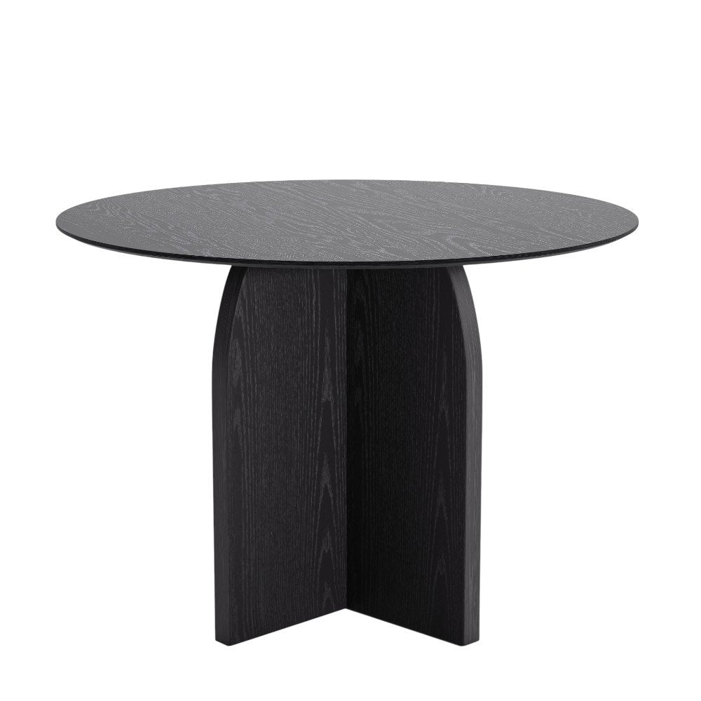 Black Solid Wood Pedestal Base Round Top Dining Table - 42-inch