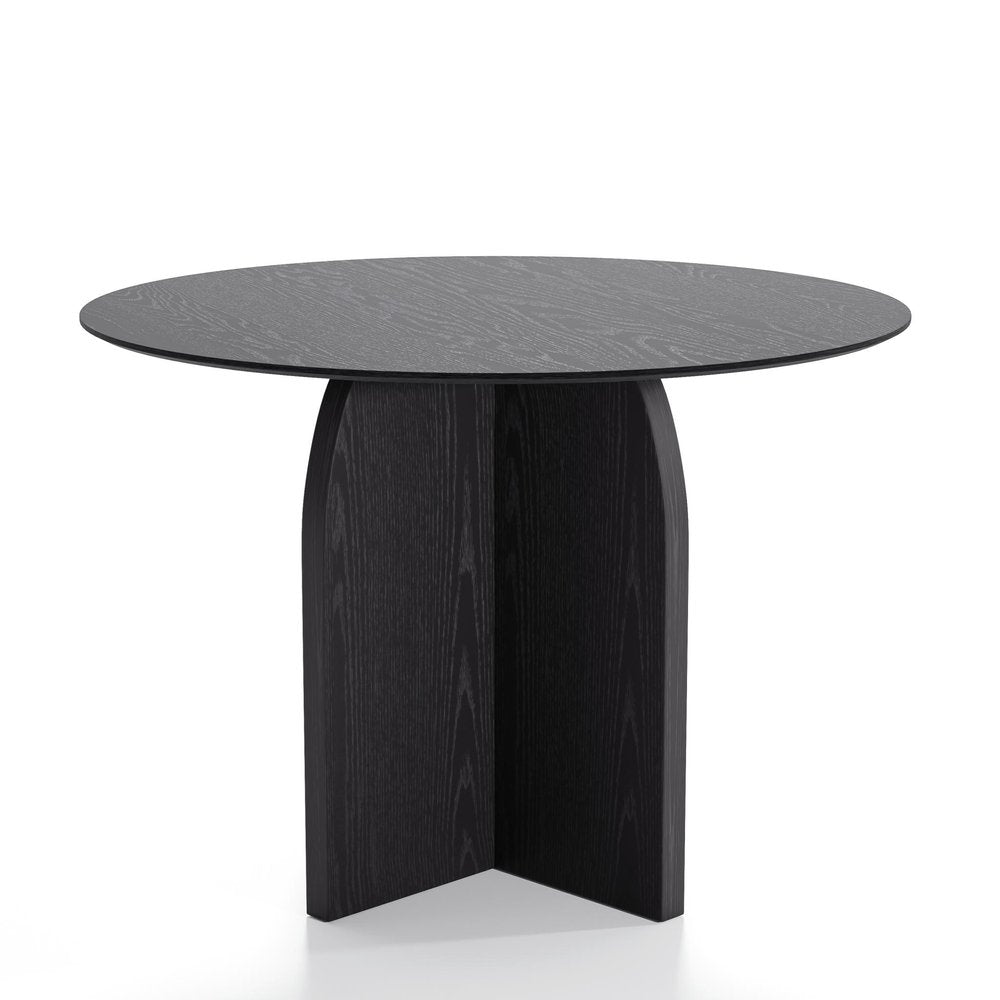 Black Solid Wood Pedestal Base Round Top Dining Table - 42-inch