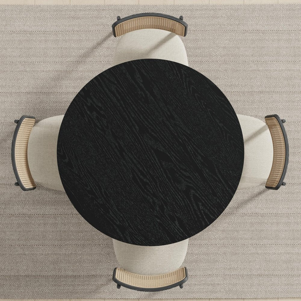 Black Solid Wood Pedestal Base Round Top Dining Table - 42-inch