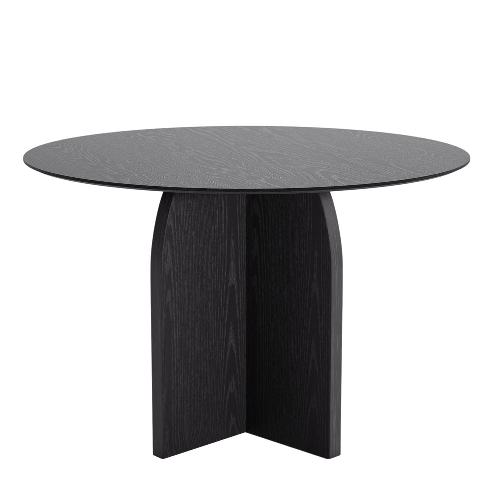 Black Solid Wood Pedestal Base Round Top Dining Table - 45-inch
