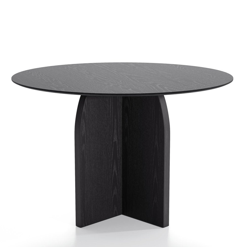 Black Solid Wood Pedestal Base Round Top Dining Table - 45-inch