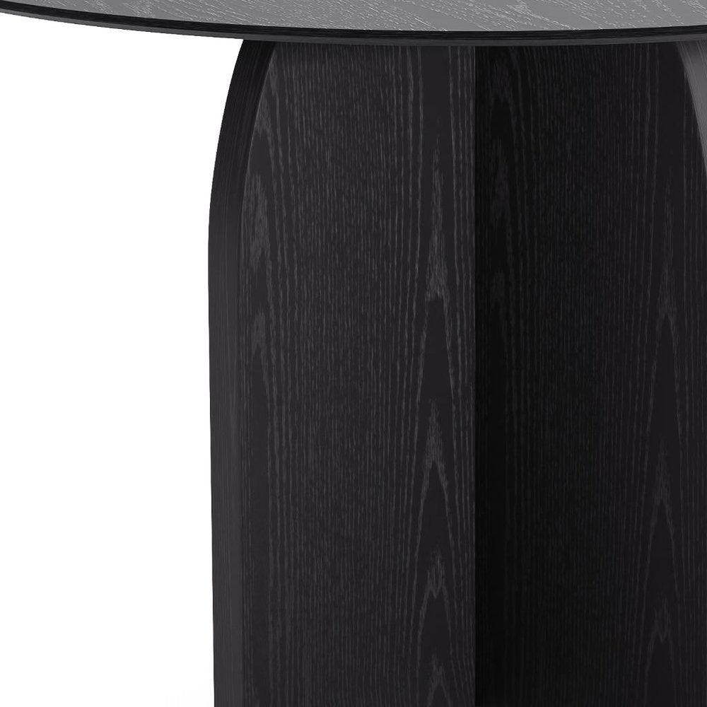 Black Solid Wood Pedestal Base Round Top Dining Table - 45-inch