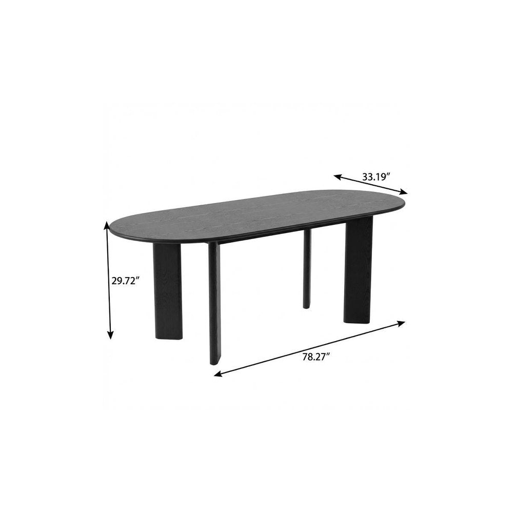 Black Solid Wood Oval Dining Table - 78-inch