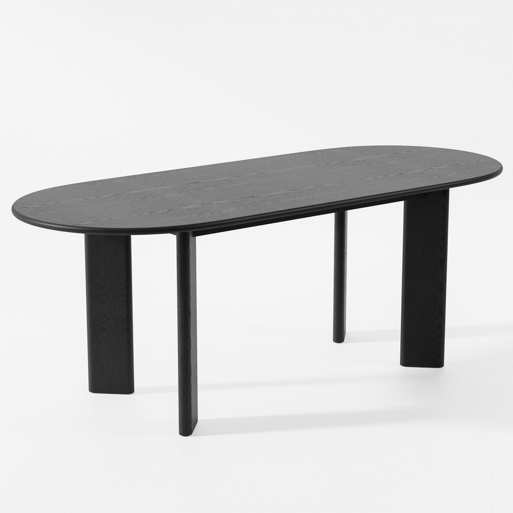 Black Solid Wood Oval Dining Table - 78-inch