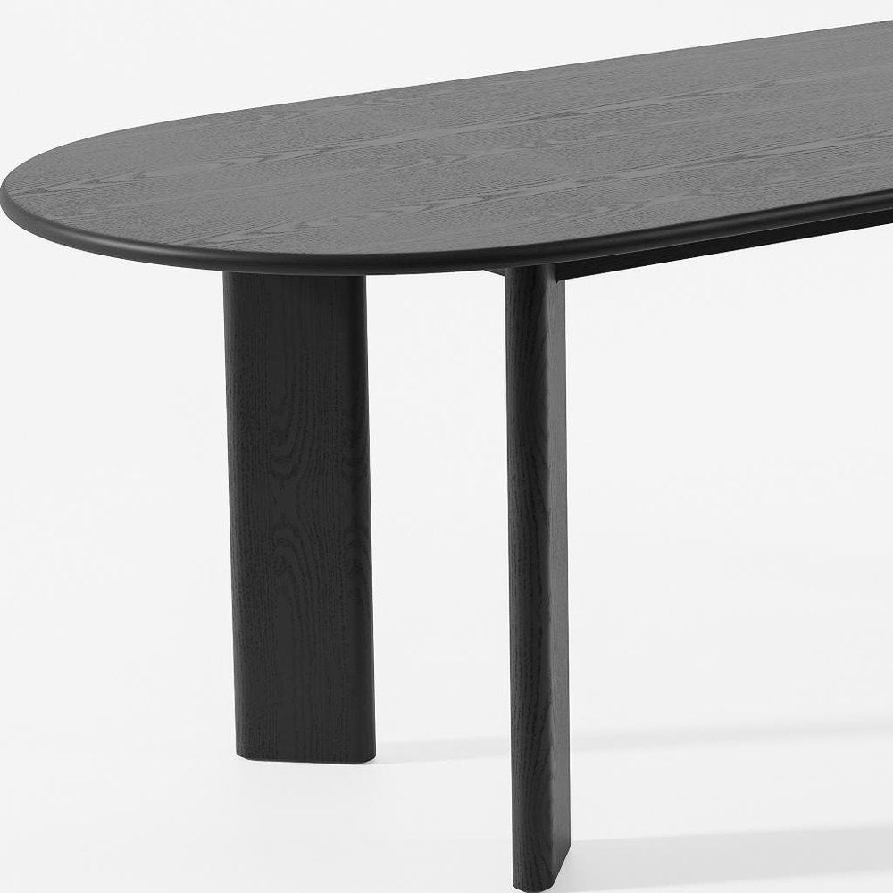 Black Solid Wood Oval Dining Table - 78-inch