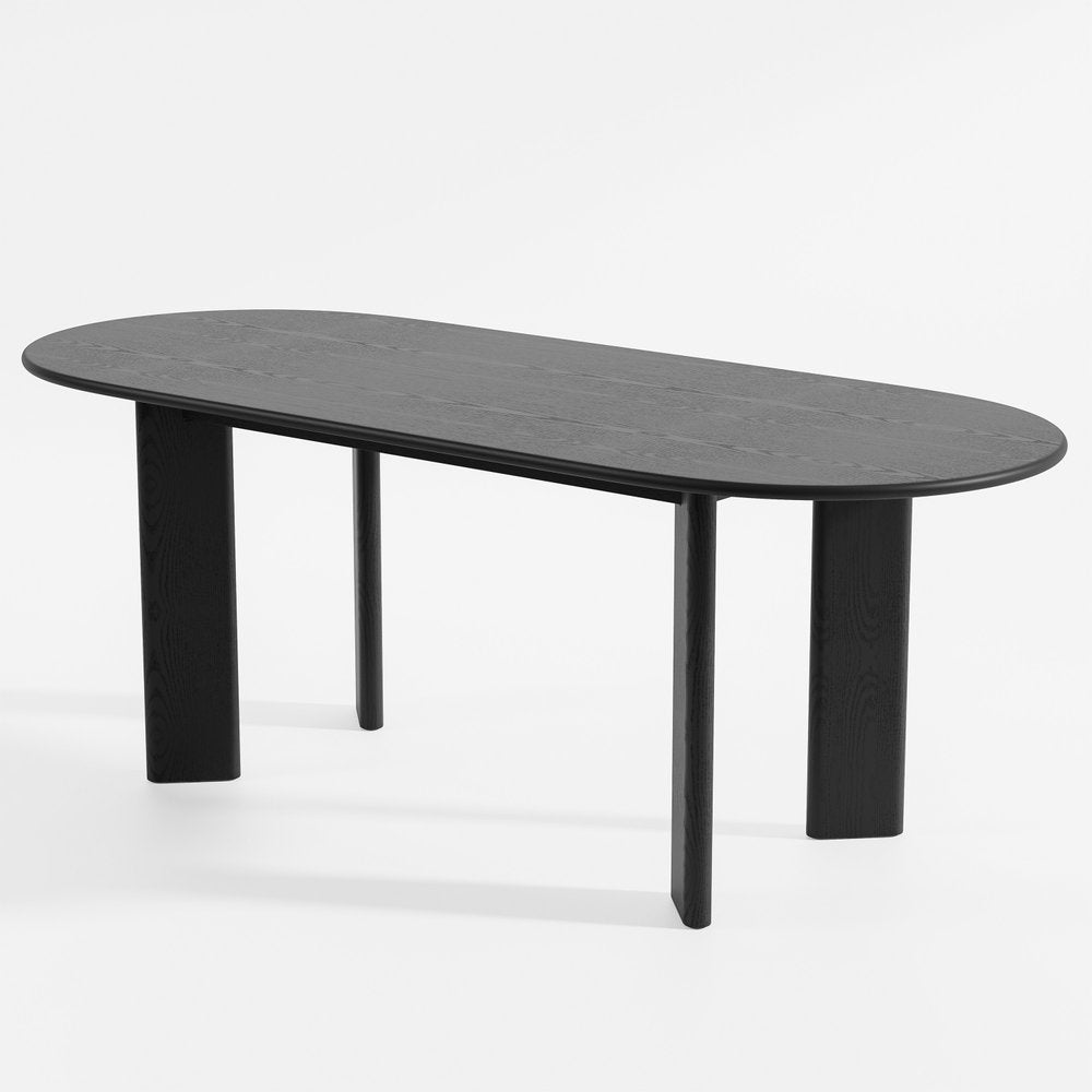Black Solid Wood Oval Dining Table - 78-inch