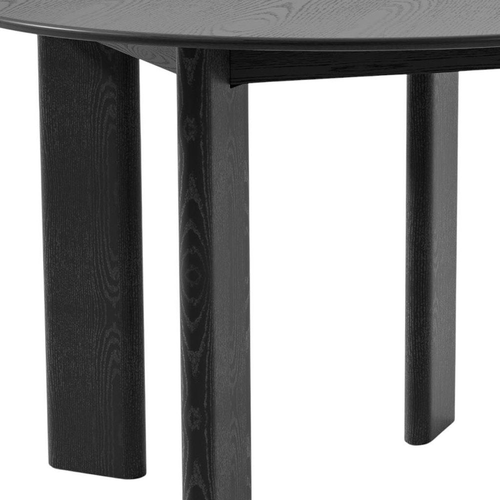 Black Solid Wood Round Top Dining Table - 42-inch