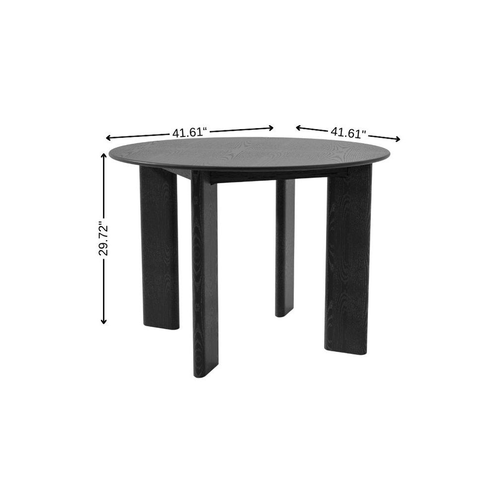 Black Solid Wood Round Top Dining Table - 42-inch